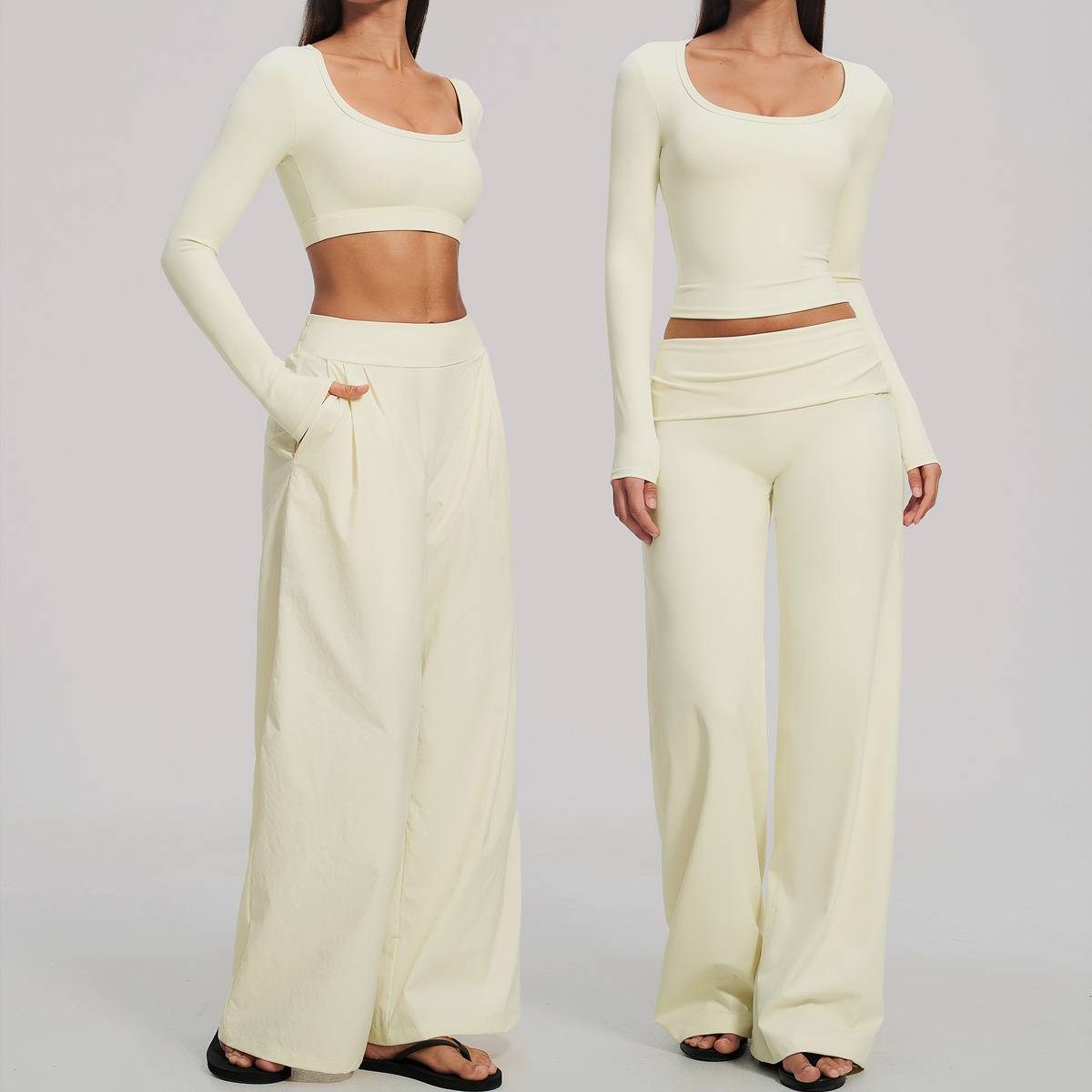 Compression Long Pant - طقم رياضي من قطعتين للنساء: بلوزة