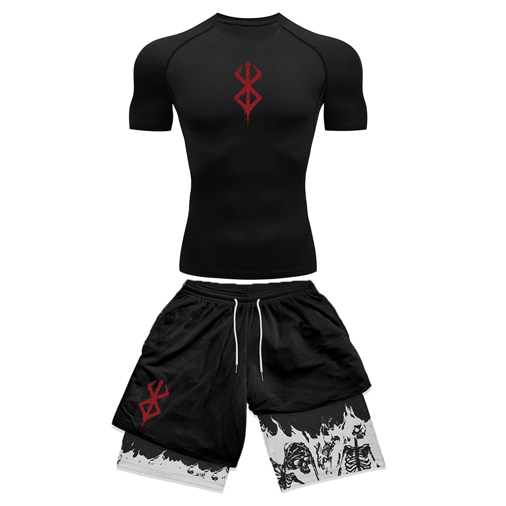 Compression Shorts Athletes - طقم رياضي رجالي بطباعة ثلاثية الأبعاد
