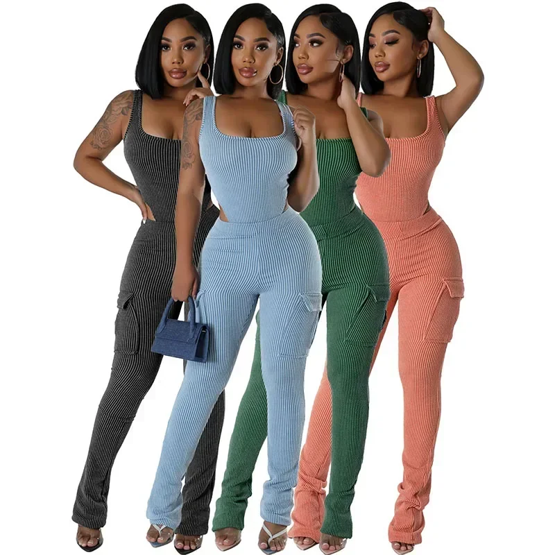 طقم بنطال نسائي مضلع من الأعلى - مراجعة Tank Top Ribbed وسعره